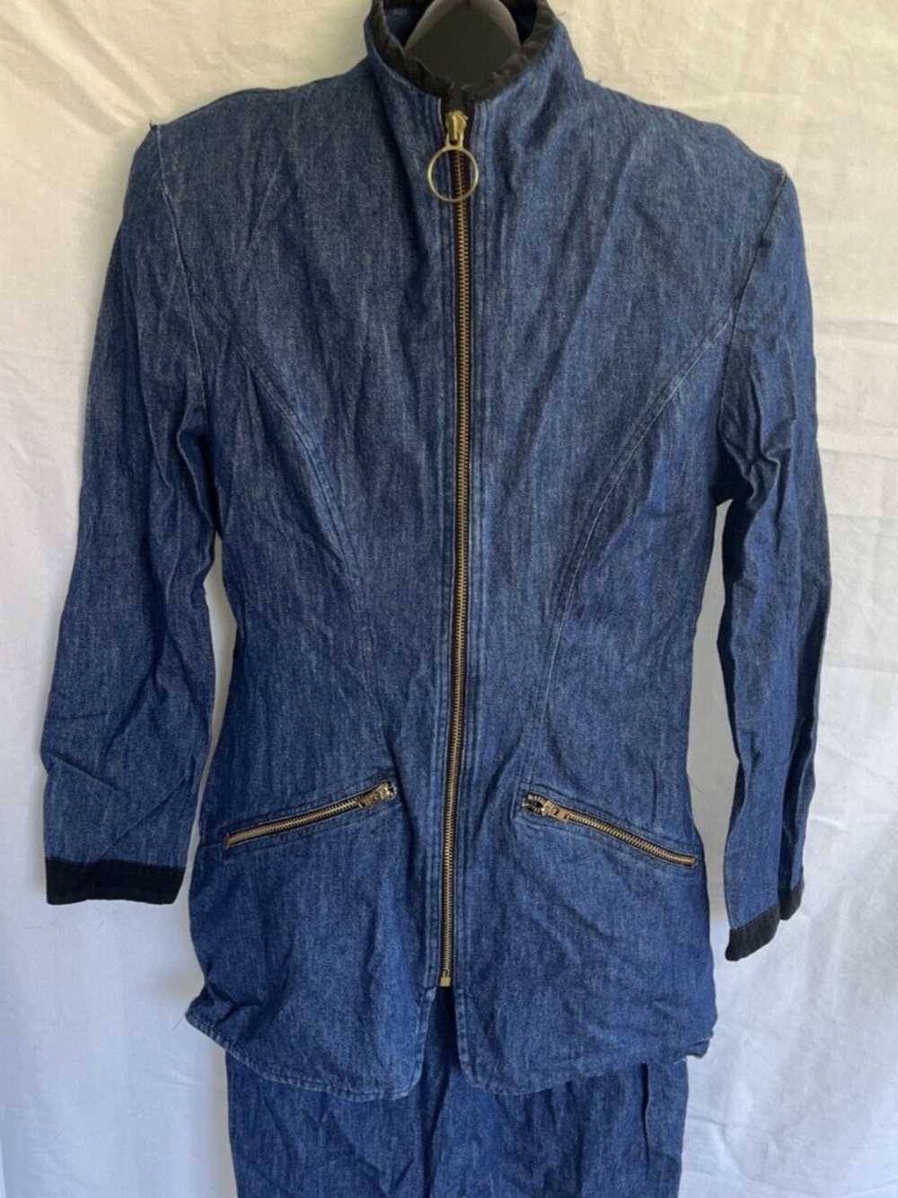 PG Collections by Ginger Bort Sz 4 Two Piece Vintage Denim Jean Jacket Skirt Set